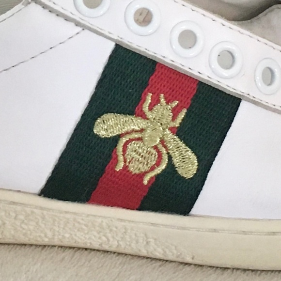SOLD - Authentic Gucci Women’s Ace Sneakers Strip Bee White Leather - Picture 16 of 16